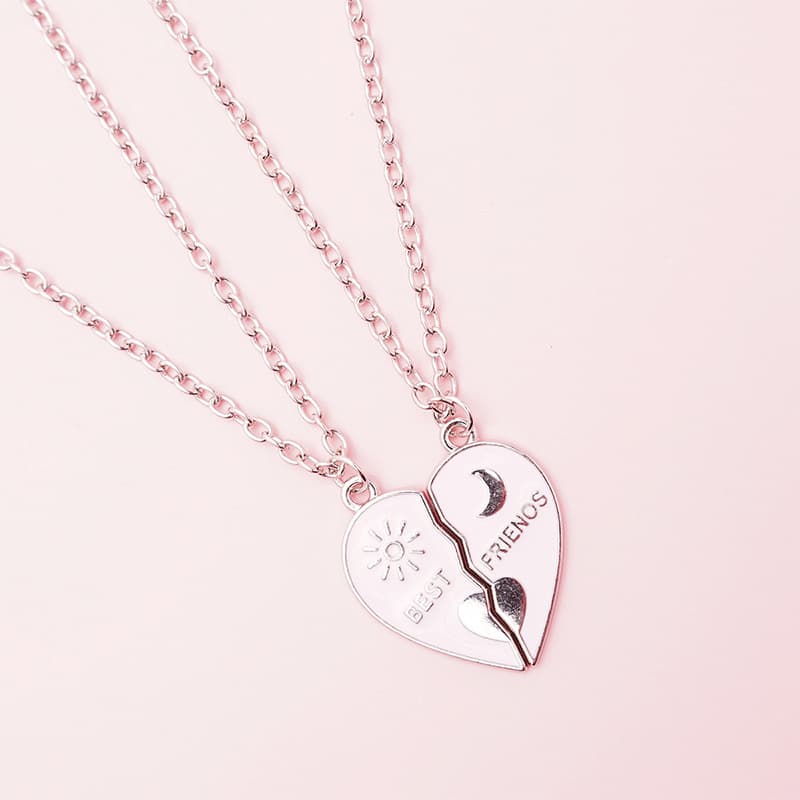Best Friend Heart Necklace Set - Forever BFF Friendship Gift for Girls