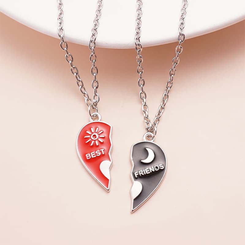 Best Friend Heart Necklace Set - Forever BFF Friendship Gift for Girls