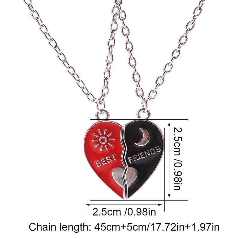 Best Friend Heart Necklace Set - Forever BFF Friendship Gift for Girls