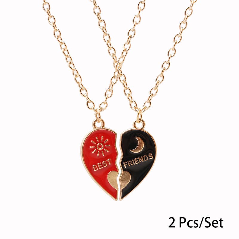 Best Friend Heart Necklace Set - Forever BFF Friendship Gift for Girls