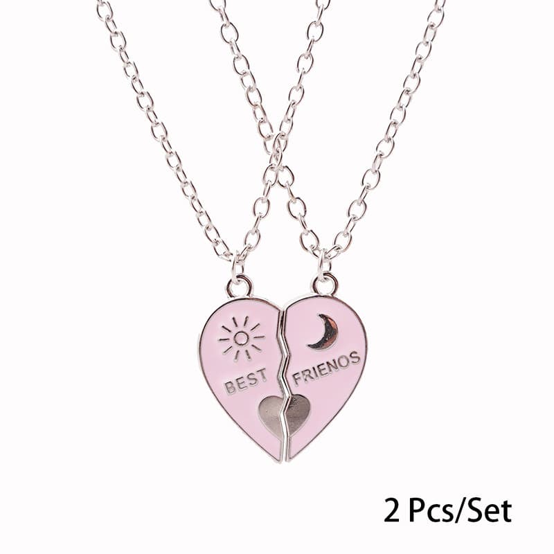 Best Friend Heart Necklace Set - Forever BFF Friendship Gift for Girls