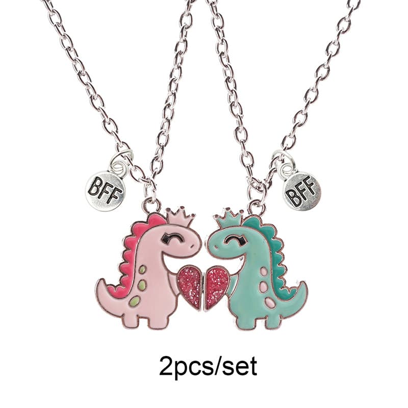 Cute Dinosaur BFF Magnetic Necklace Set for Best Friends