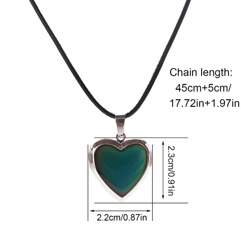 Temperature-Sensitive Heart Necklace with Color-Changing Gemstone