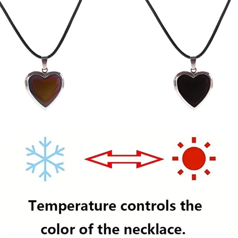 Temperature-Sensitive Heart Necklace with Color-Changing Gemstone