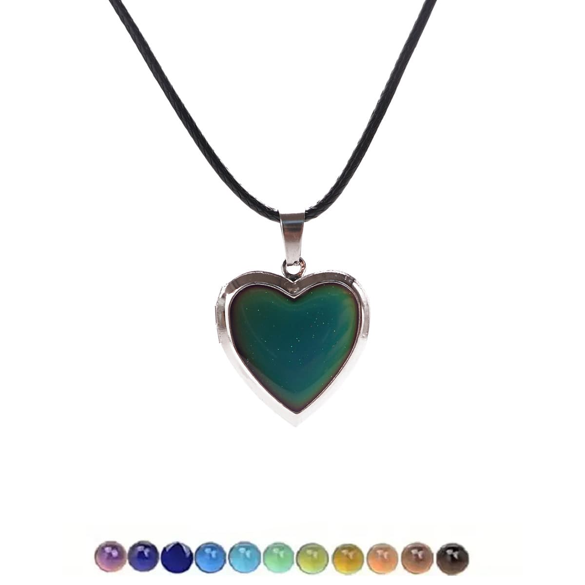 Temperature-Sensitive Heart Necklace with Color-Changing Gemstone