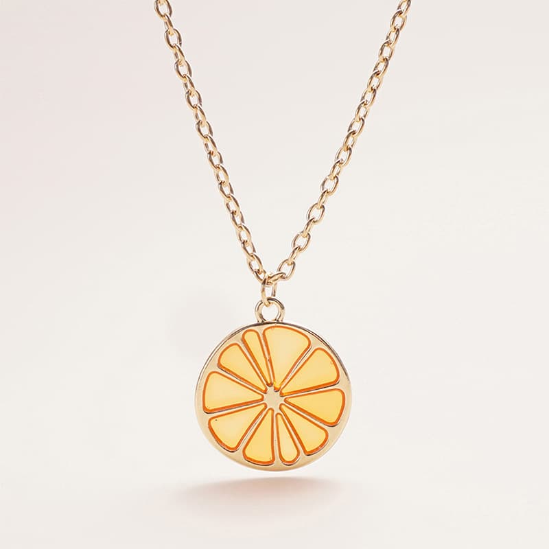 Citrus Slice Pendant Necklace - Elegant & Minimalist Gold Tone Jewelry