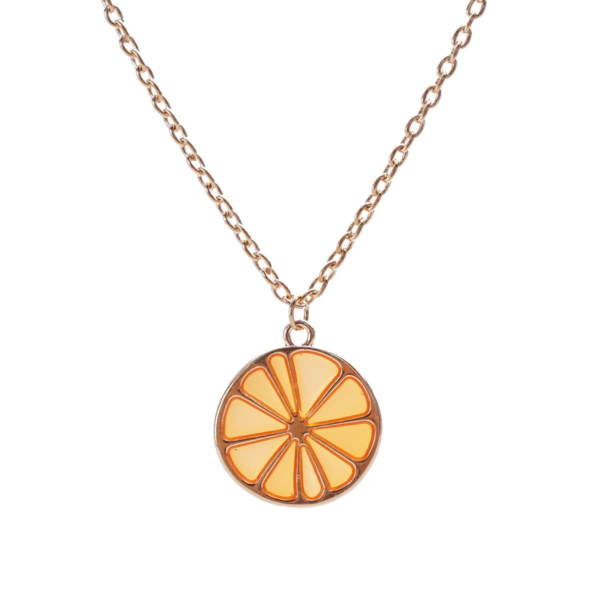 Citrus Slice Pendant Necklace - Elegant & Minimalist Gold Tone Jewelry