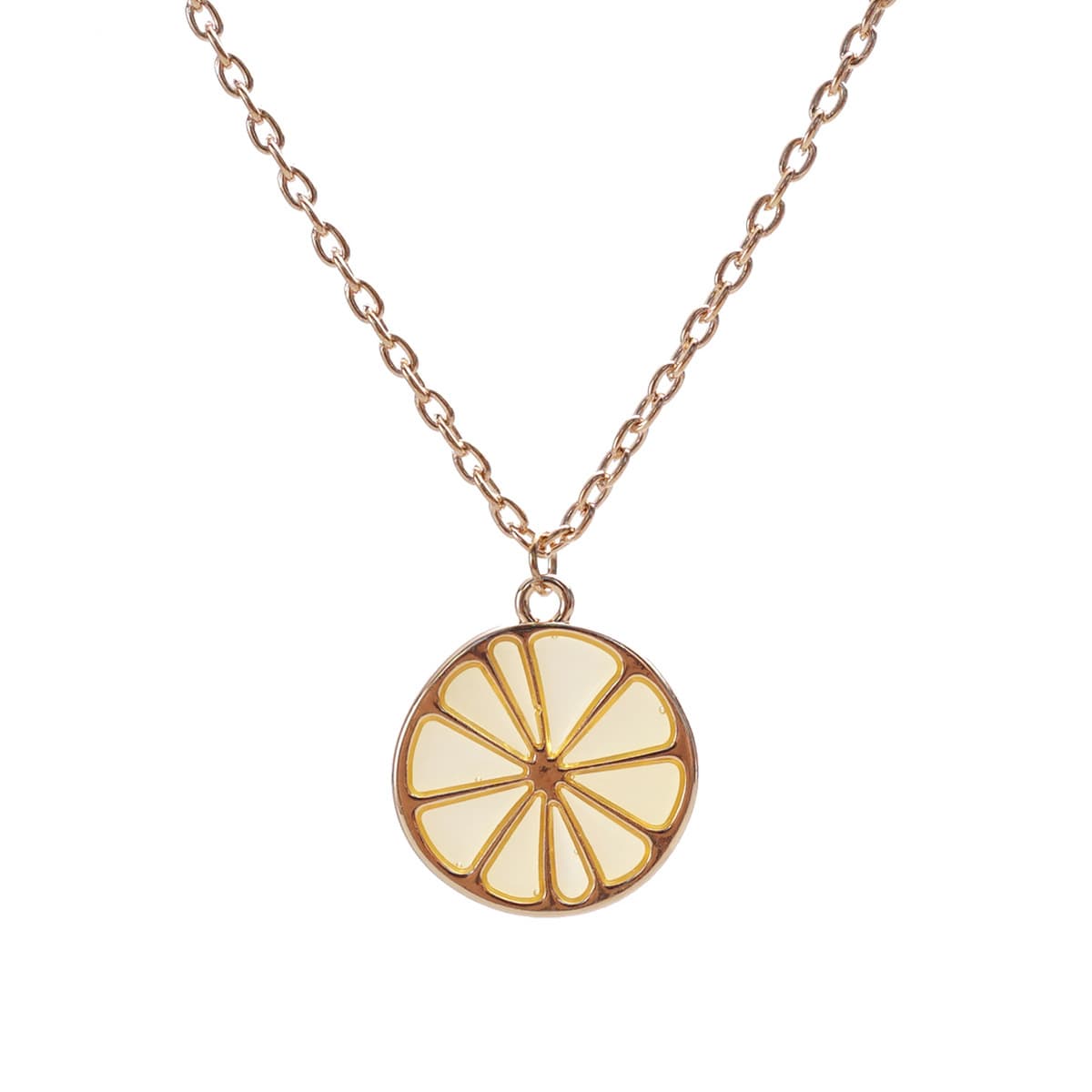 Citrus Slice Pendant Necklace - Elegant & Minimalist Gold Tone Jewelry
