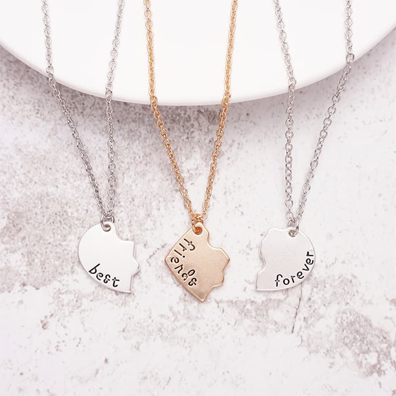 Best Friends Forever Puzzle Heart Necklace Set of 3