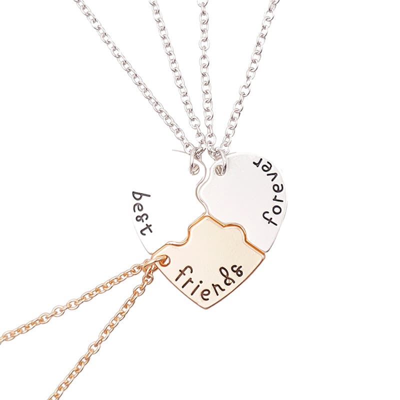 Best Friends Forever Puzzle Heart Necklace Set of 3