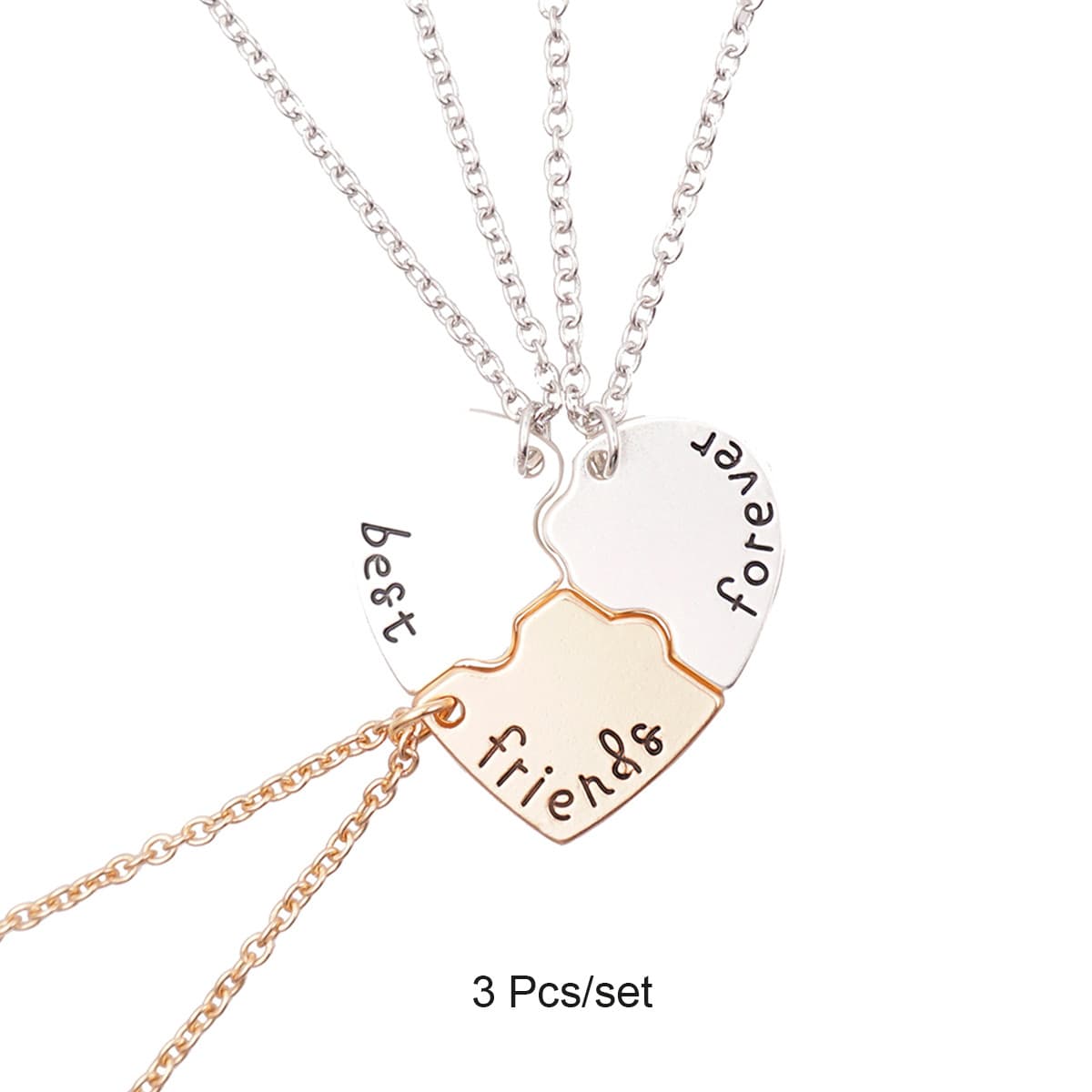Best Friends Forever Puzzle Heart Necklace Set of 3