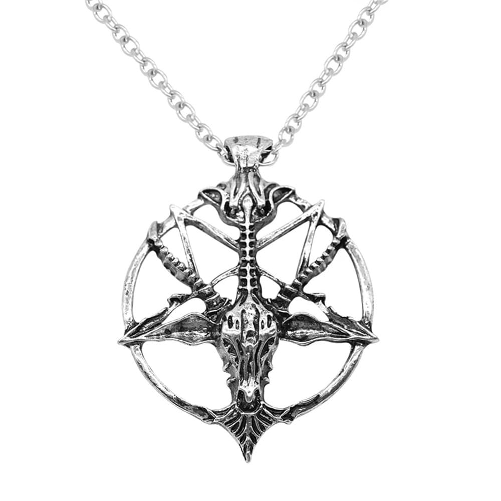 Vintage Satanic Goat Pendant Necklace with Inverted Pentagram