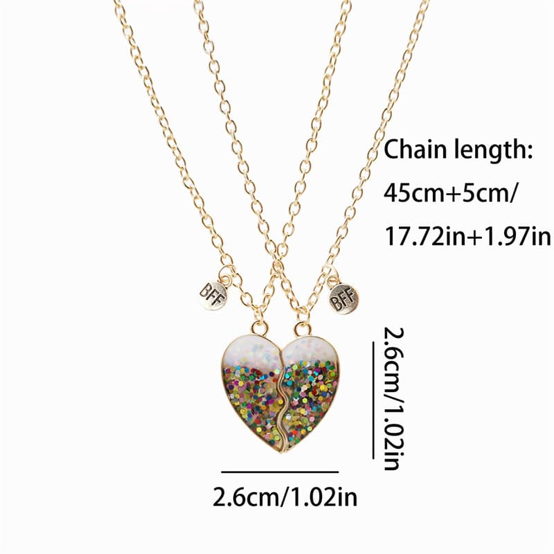 BFF Best Friends Forever Magnetic Heart Necklace Set