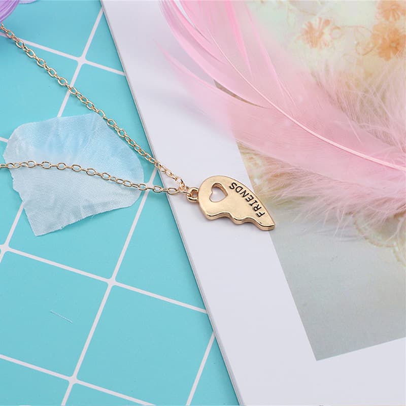 Best Friends Heart Necklace Set - Silver & Gold Matching Friendship Jewelry