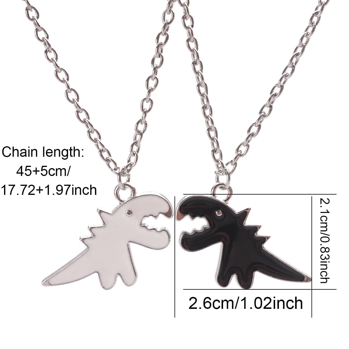 Cute Dinosaur Pendant Necklace Set for Couples & Best Friends
