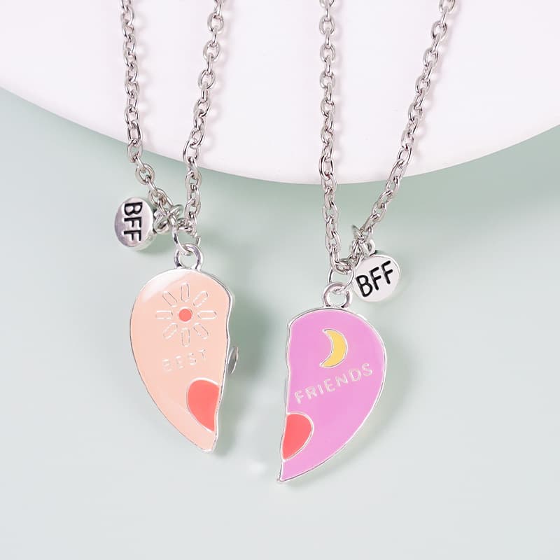 Best Friends Magnetic Heart Necklaces - Cute BFF Gift Set for Girls & Teens