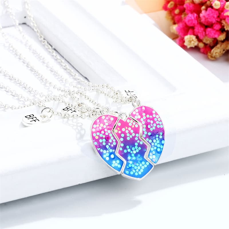 Heart-Shaped BFF Magnetic Necklace Set for Best Friends
