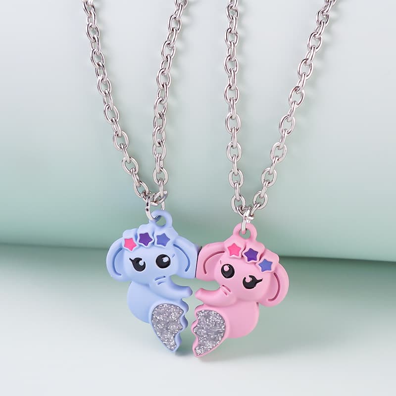 Adorable Elephant BFF Necklace Set - Perfect Gift for Best Friends