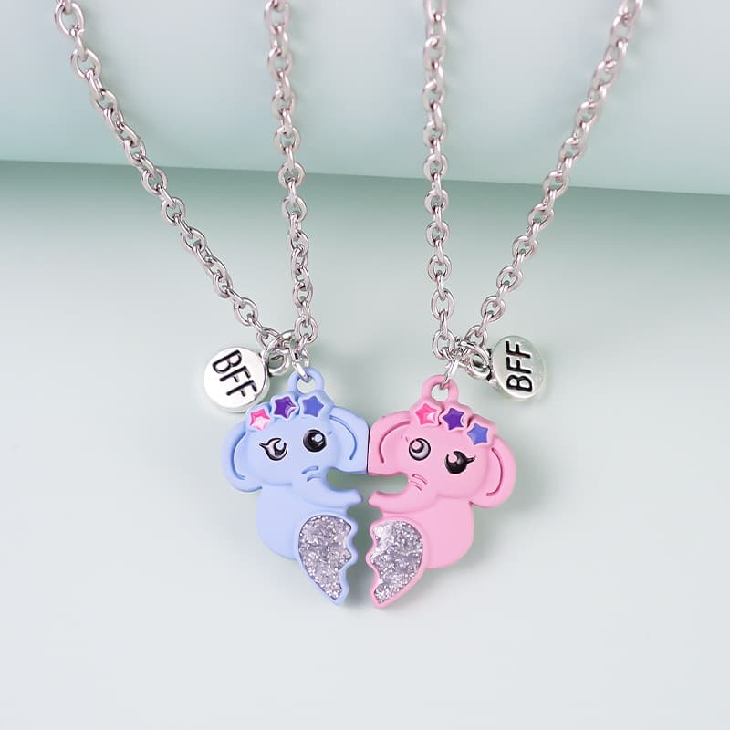 Adorable Elephant BFF Necklace Set - Perfect Gift for Best Friends