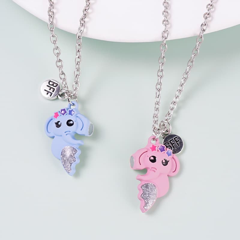 Adorable Elephant BFF Necklace Set - Perfect Gift for Best Friends