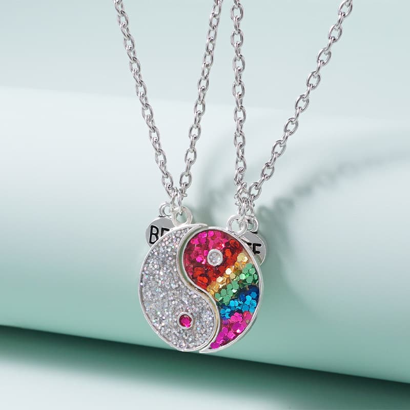 Sparkly Yin Yang BFF Necklace Set - Perfect Gift for Best Friends