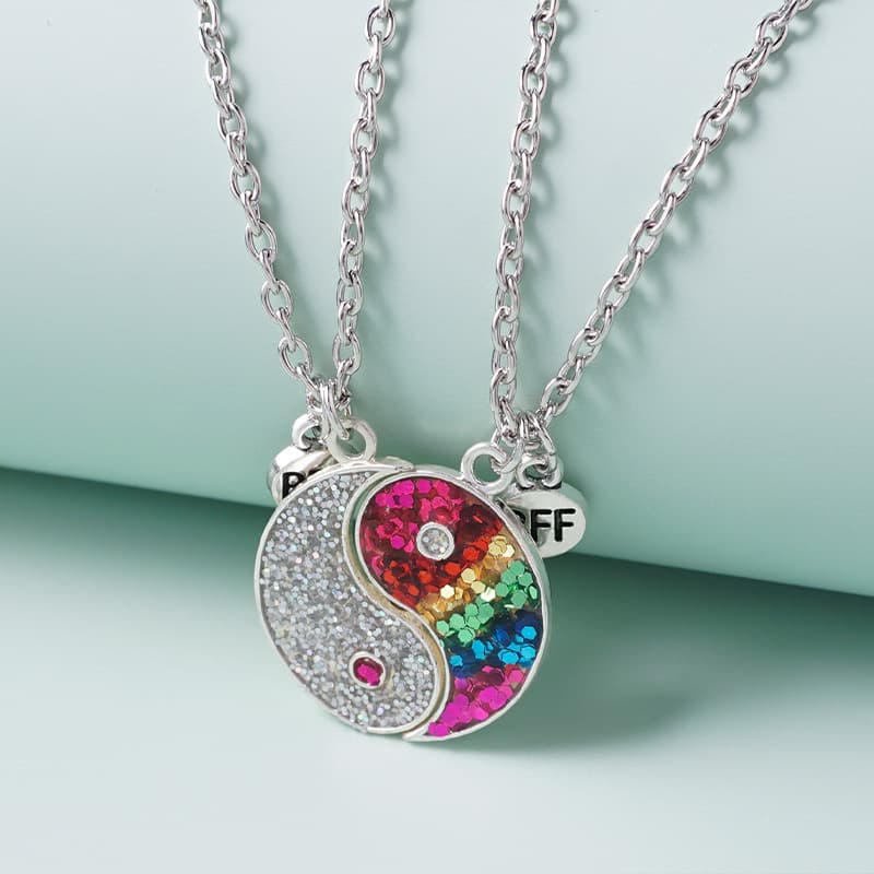 Sparkly Yin Yang BFF Necklace Set - Perfect Gift for Best Friends