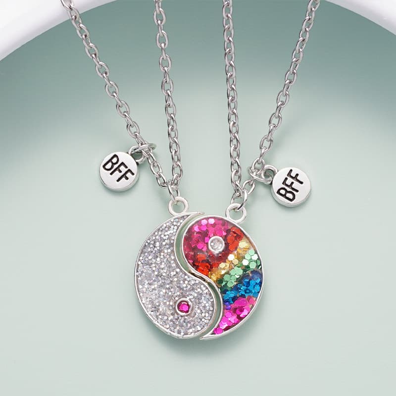 Sparkly Yin Yang BFF Necklace Set - Perfect Gift for Best Friends