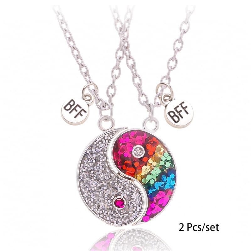 Sparkly Yin Yang BFF Necklace Set - Perfect Gift for Best Friends