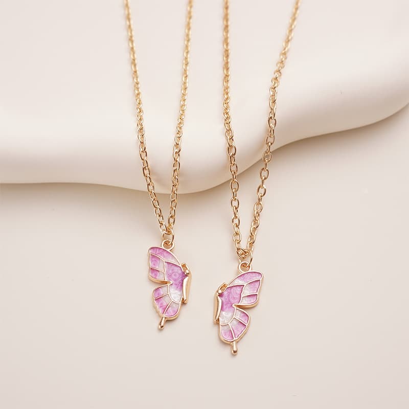 Friendship Butterfly Necklace - Elegant Enamel Wing Pendant for Besties