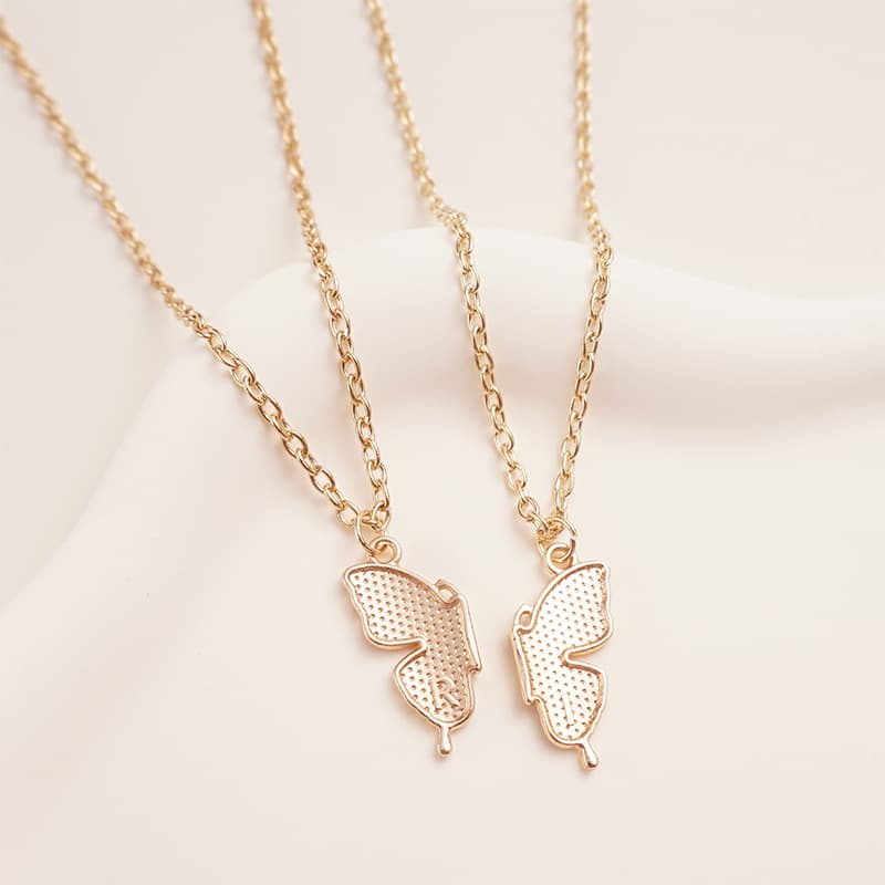 Friendship Butterfly Necklace - Elegant Enamel Wing Pendant for Besties