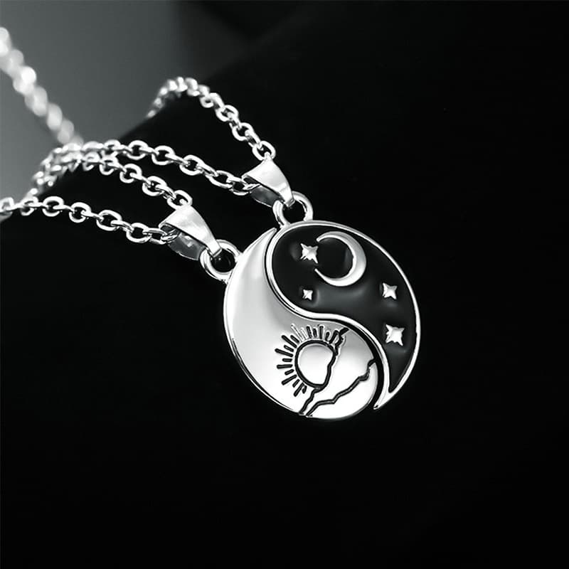 Yin Yang Dragon & Moon Couple Necklaces - Trendy Matching Friendship Jewelry