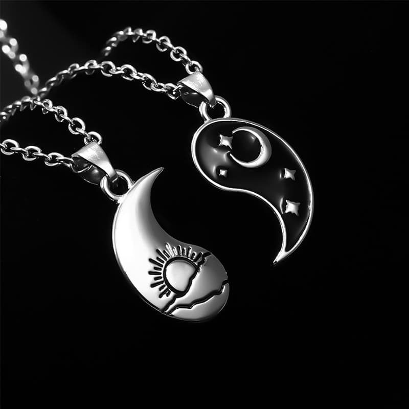 Yin Yang Dragon & Moon Couple Necklaces - Trendy Matching Friendship Jewelry