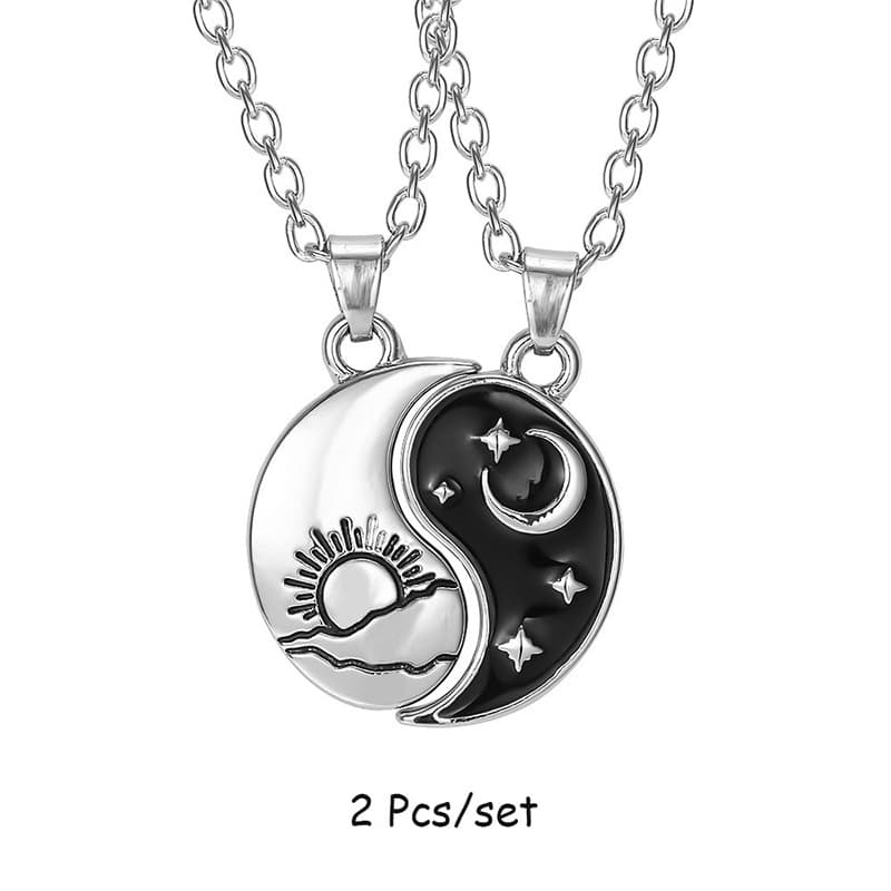 Yin Yang Dragon & Moon Couple Necklaces - Trendy Matching Friendship Jewelry