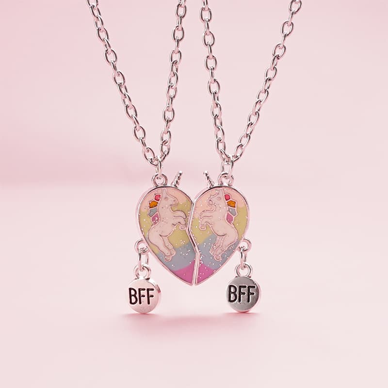 Unicorn Heart Magnetic Necklace Set for Best Friends