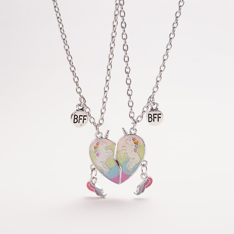 Unicorn Heart Magnetic Necklace Set for Best Friends