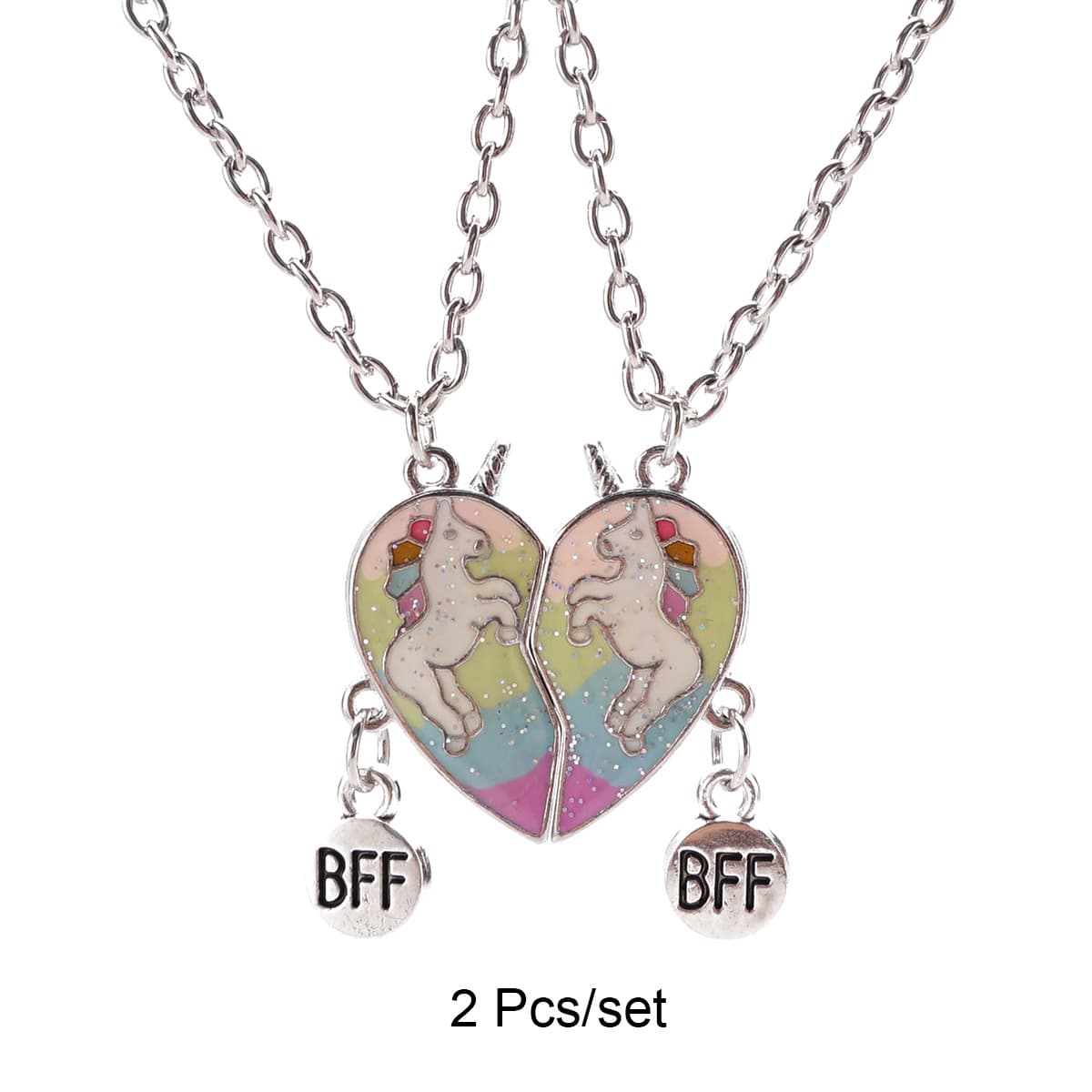 Unicorn Heart Magnetic Necklace Set for Best Friends