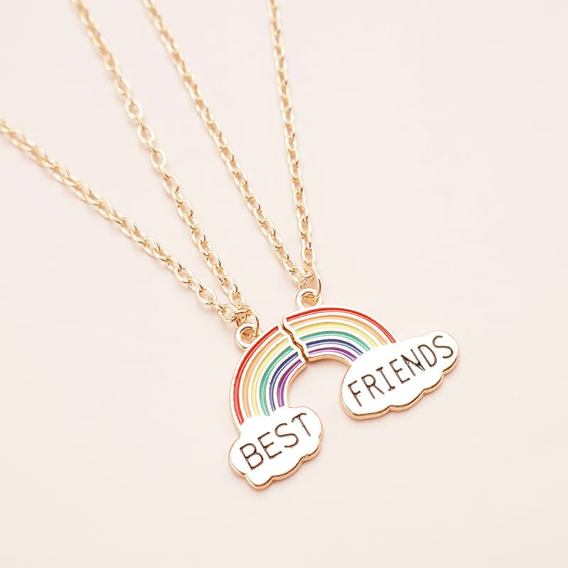 Best Friends Rainbow Necklace Set - Matching Couple Friendship Jewelry