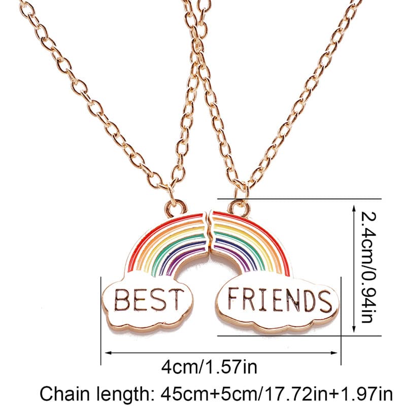 Best Friends Rainbow Necklace Set - Matching Couple Friendship Jewelry