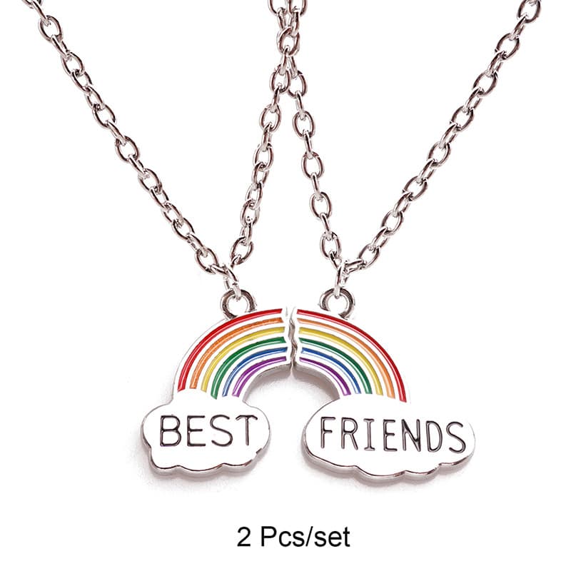 Best Friends Rainbow Necklace Set - Matching Couple Friendship Jewelry