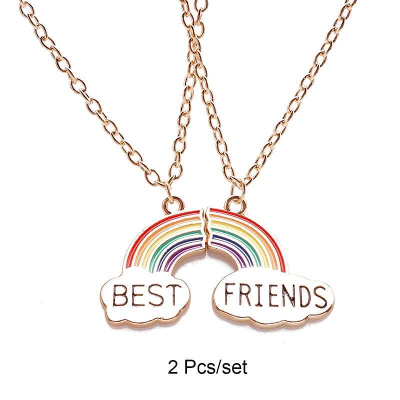 Best Friends Rainbow Necklace Set - Matching Couple Friendship Jewelry