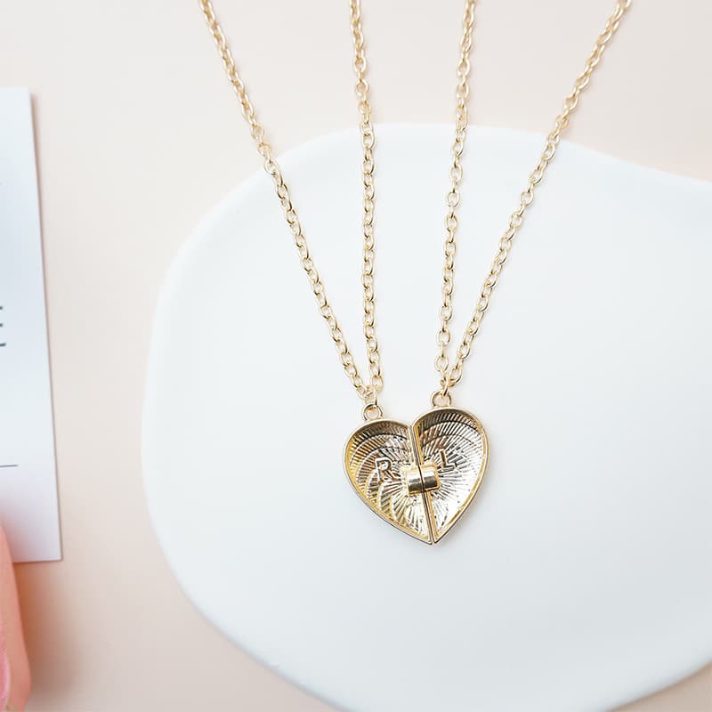 Custom Rainbow Heart BFF Magnetic Necklaces for Best Friends