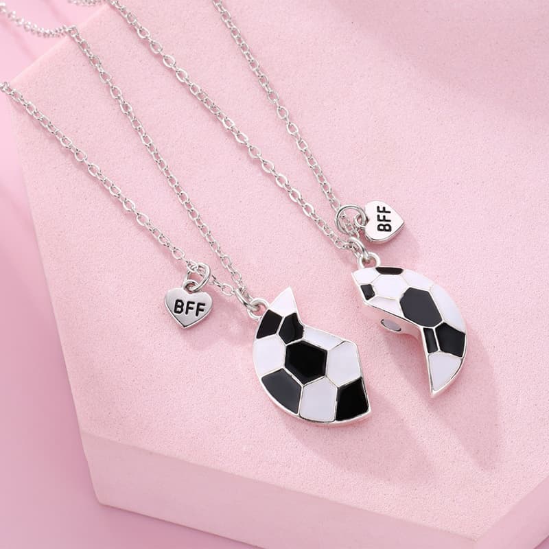 Soccer Magnetic Matching Necklaces for Best Friends - Sporty BFF Pendant Set