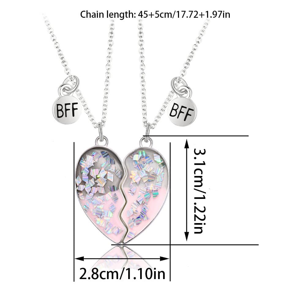 Matching BFF Heart Necklace Set - Perfect Best Friend Gift