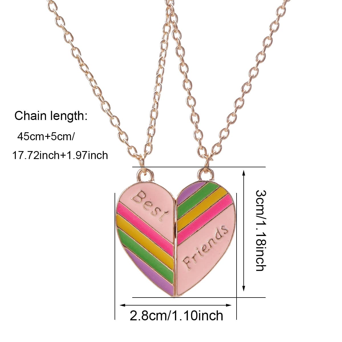 Best Friends Rainbow Heart Magnetic Necklace Set - Perfect Gift for BFFs