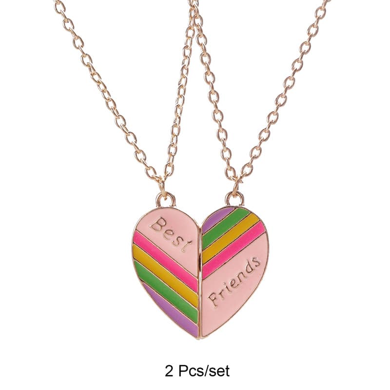 Best Friends Rainbow Heart Magnetic Necklace Set - Perfect Gift for BFFs