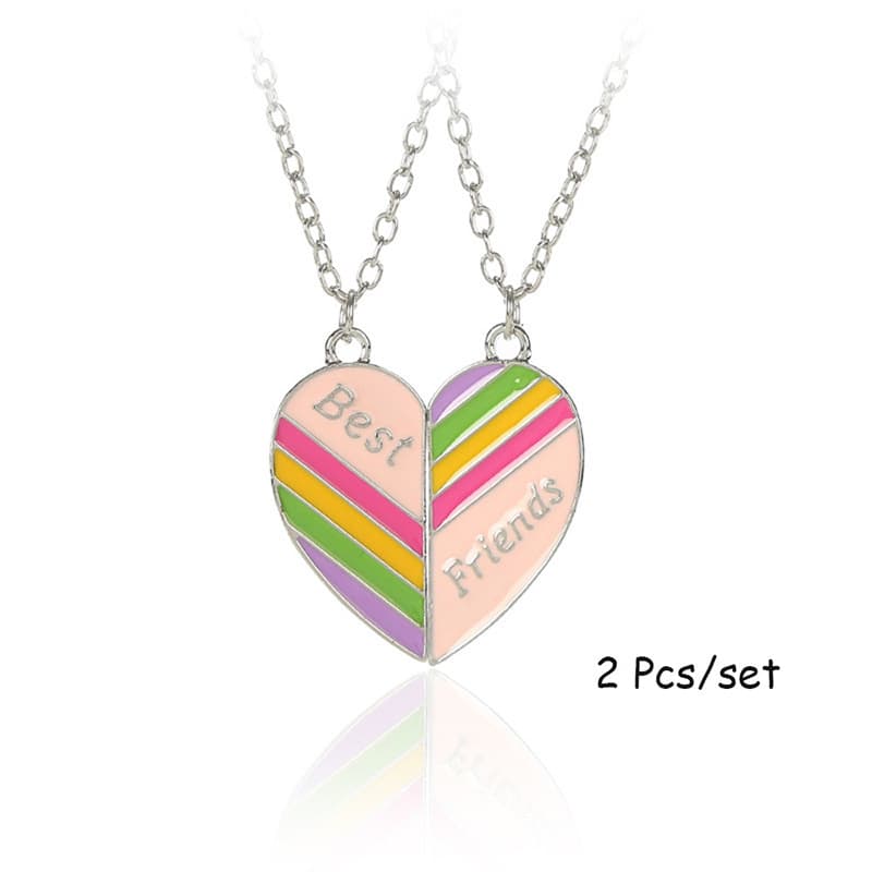 Best Friends Rainbow Heart Magnetic Necklace Set - Perfect Gift for BFFs