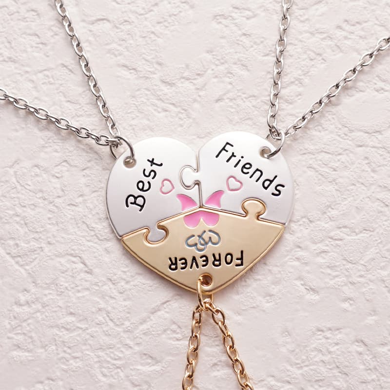 Best Friends Forever Puzzle Heart Necklace Set for Girls