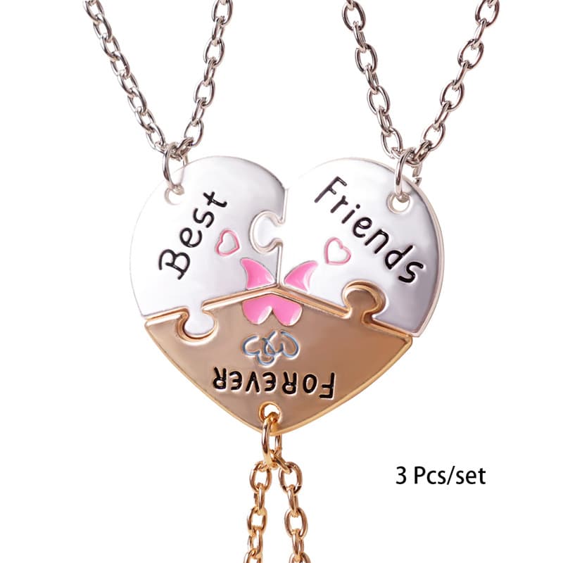 Best Friends Forever Puzzle Heart Necklace Set for Girls