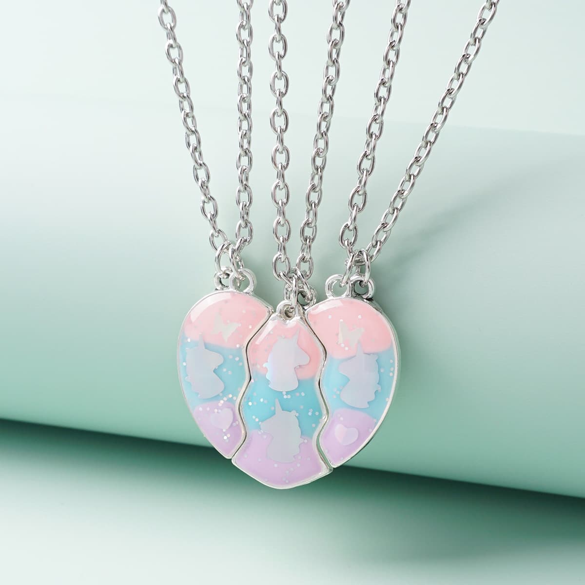 BFF Best Friends Forever Magnetic Heart Necklace Set of 3