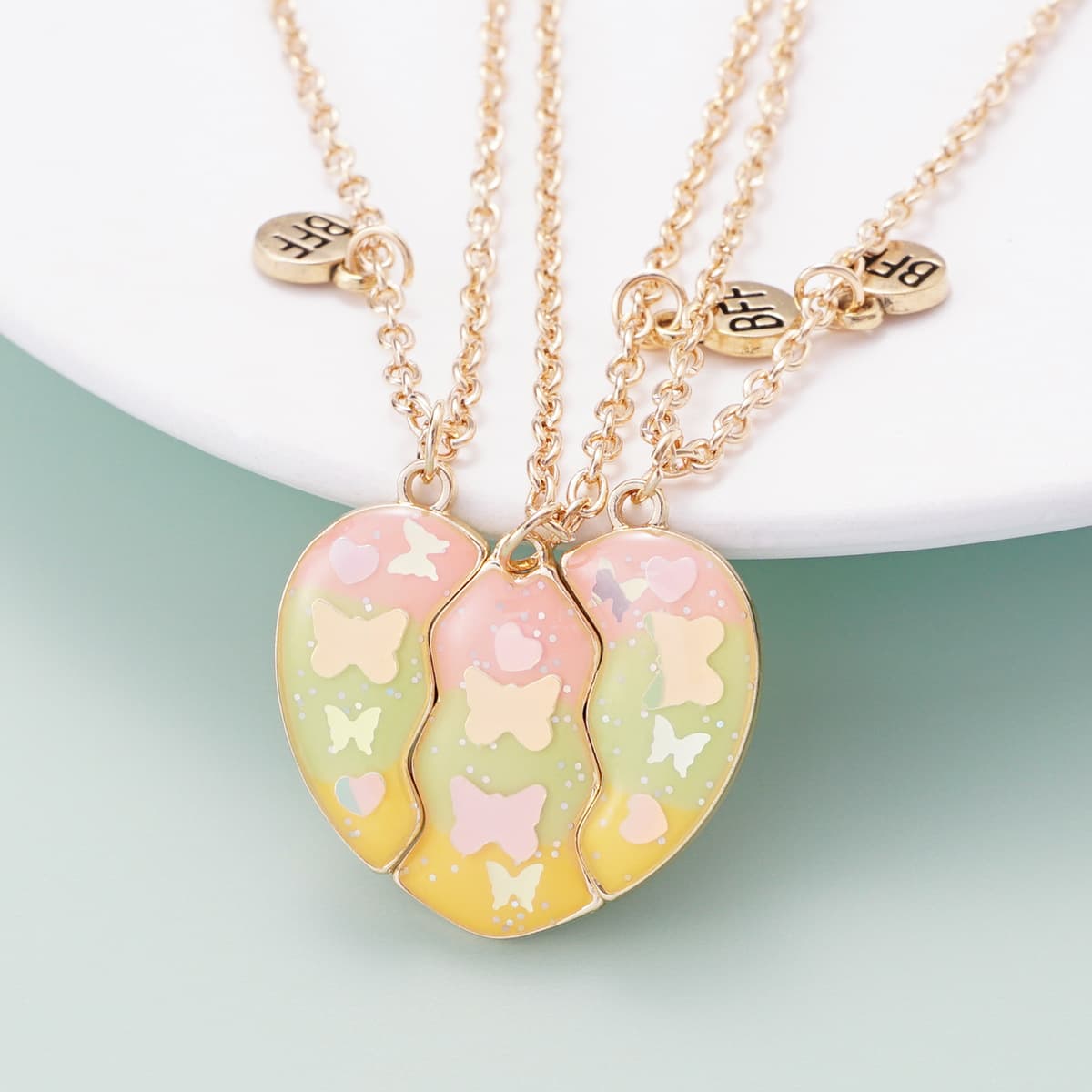 BFF Best Friends Forever Magnetic Heart Necklace Set of 3